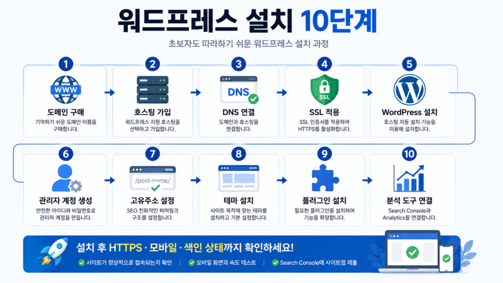 도메인 구매부터 Search Console과 Analytics 연결까지 워드프레스 설치 10단계
